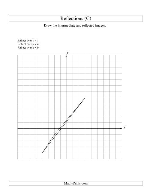 The Three-Step Reflection of 3 Vertices Over Various Lines (C) Math Worksheet