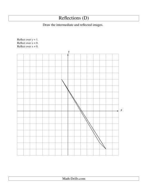 The Three-Step Reflection of 3 Vertices Over Various Lines (D) Math Worksheet