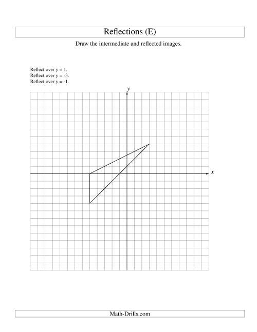 The Three-Step Reflection of 3 Vertices Over Various Lines (E) Math Worksheet