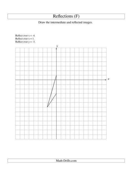 The Three-Step Reflection of 3 Vertices Over Various Lines (F) Math Worksheet