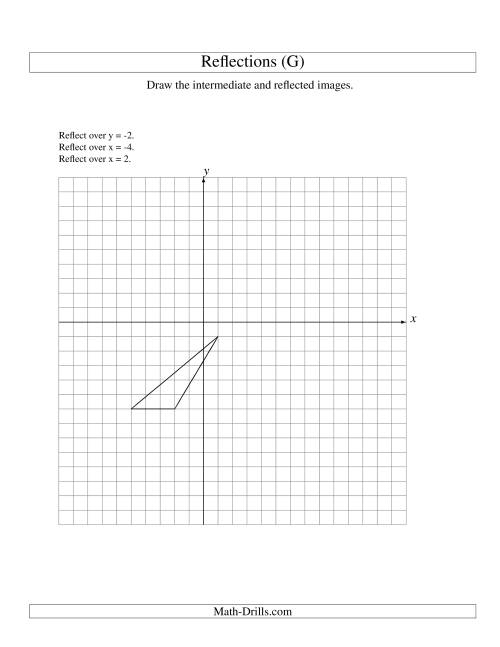 The Three-Step Reflection of 3 Vertices Over Various Lines (G) Math Worksheet