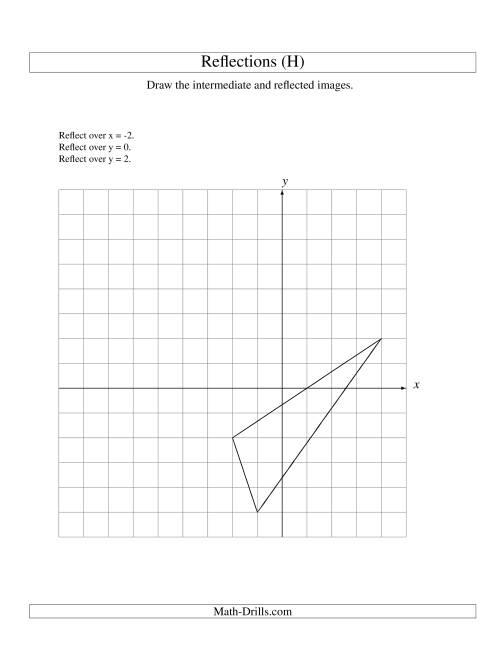 The Three-Step Reflection of 3 Vertices Over Various Lines (H) Math Worksheet