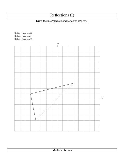 The Three-Step Reflection of 3 Vertices Over Various Lines (I) Math Worksheet