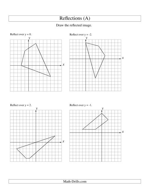 The Reflection of 4 Vertices Over Various Lines (A) Math Worksheet