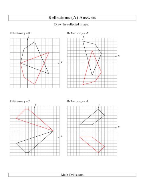 The Reflection of 4 Vertices Over Various Lines (A) Math Worksheet Page 2