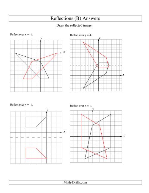 The Reflection of 4 Vertices Over Various Lines (B) Math Worksheet Page 2