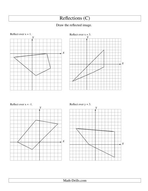 The Reflection of 4 Vertices Over Various Lines (C) Math Worksheet