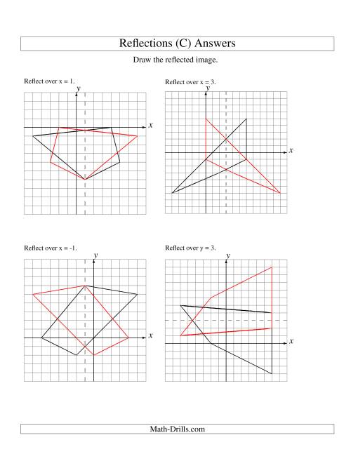 The Reflection of 4 Vertices Over Various Lines (C) Math Worksheet Page 2