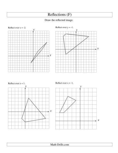 The Reflection of 4 Vertices Over Various Lines (F) Math Worksheet