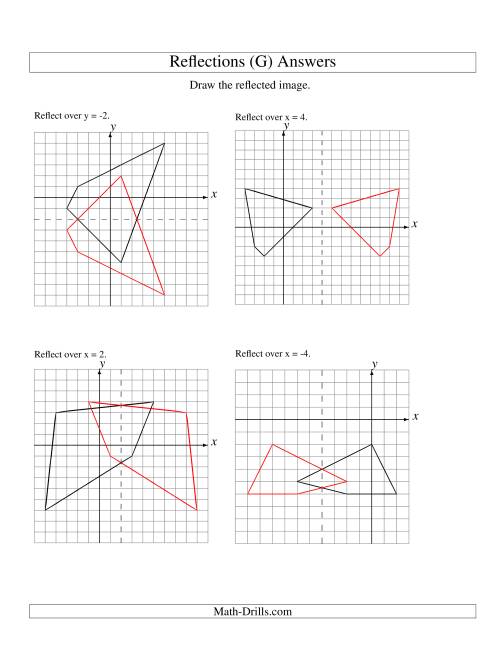 The Reflection of 4 Vertices Over Various Lines (G) Math Worksheet Page 2