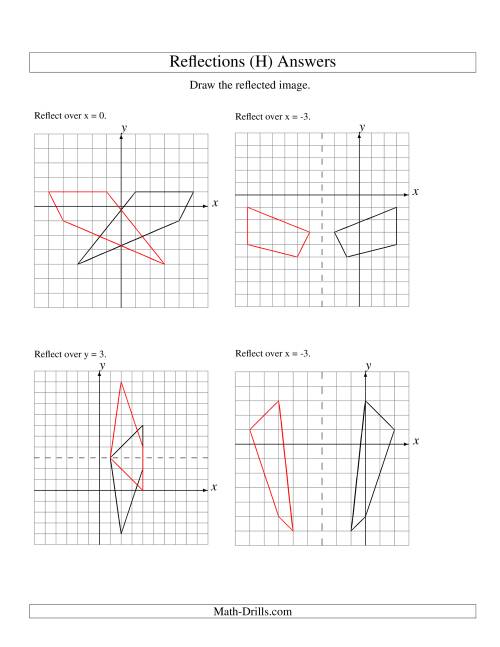 The Reflection of 4 Vertices Over Various Lines (H) Math Worksheet Page 2