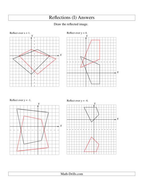 The Reflection of 4 Vertices Over Various Lines (I) Math Worksheet Page 2