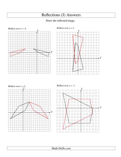 The Reflection of 4 Vertices Over Various Lines (J) Math Worksheet Page 2