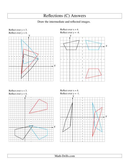 The Two-Step Reflection of 4 Vertices Over Various Lines (C) Math Worksheet Page 2