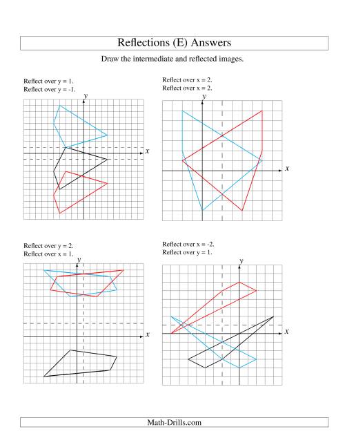 The Two-Step Reflection of 4 Vertices Over Various Lines (E) Math Worksheet Page 2