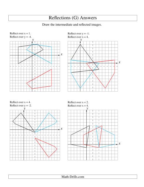 The Two-Step Reflection of 4 Vertices Over Various Lines (G) Math Worksheet Page 2