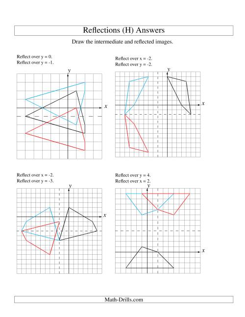 The Two-Step Reflection of 4 Vertices Over Various Lines (H) Math Worksheet Page 2