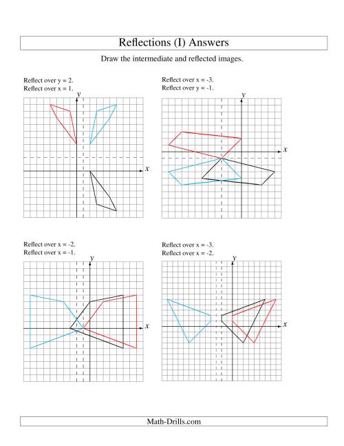 The Two-Step Reflection of 4 Vertices Over Various Lines (I) Math Worksheet Page 2