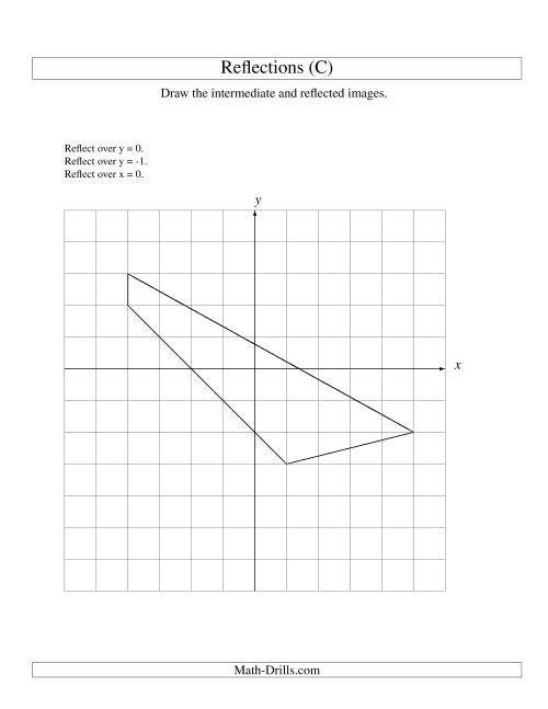 The Three-Step Reflection of 4 Vertices Over Various Lines (C) Math Worksheet