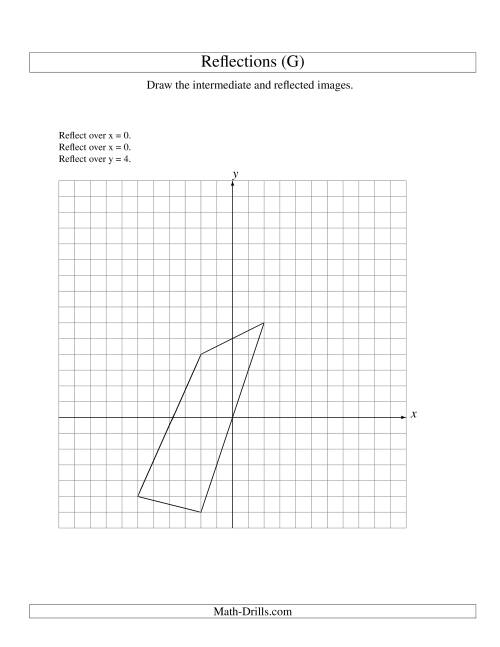 The Three-Step Reflection of 4 Vertices Over Various Lines (G) Math Worksheet