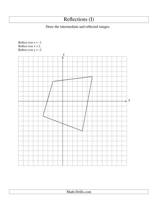 The Three-Step Reflection of 4 Vertices Over Various Lines (I) Math Worksheet