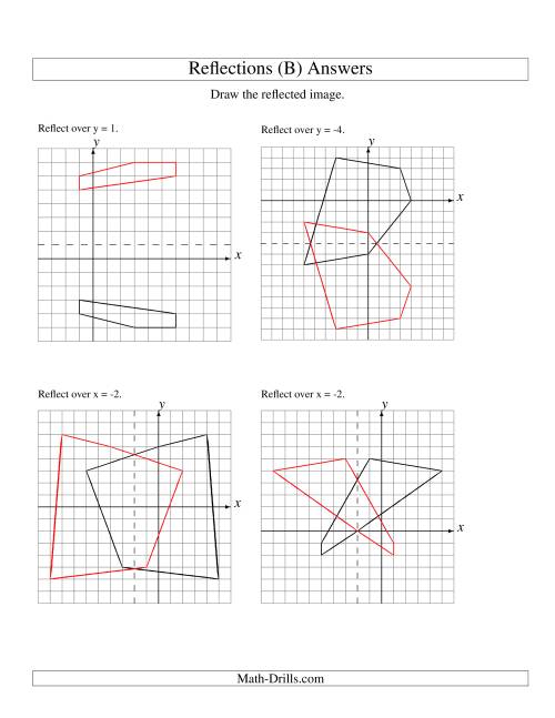 The Reflection of 5 Vertices Over Various Lines (B) Math Worksheet Page 2