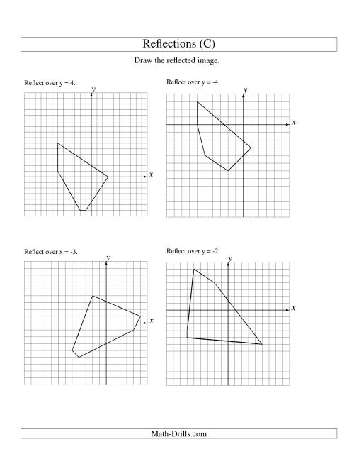 The Reflection of 5 Vertices Over Various Lines (C) Math Worksheet
