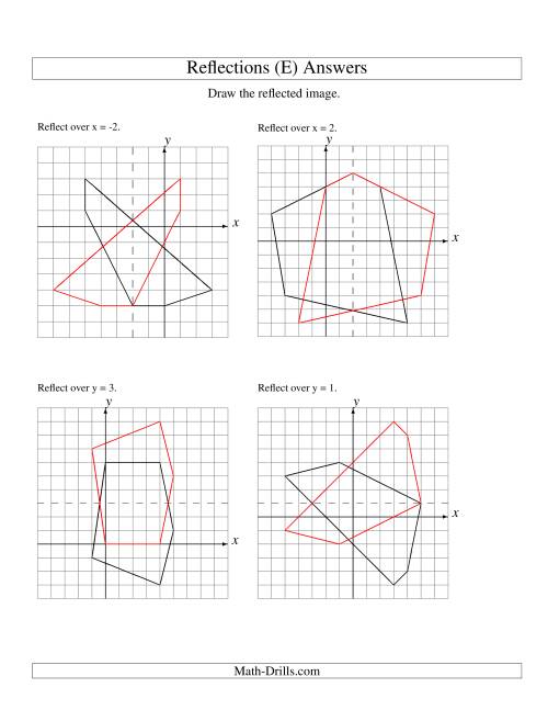 The Reflection of 5 Vertices Over Various Lines (E) Math Worksheet Page 2