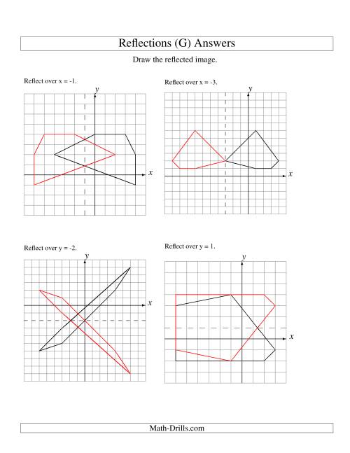 The Reflection of 5 Vertices Over Various Lines (G) Math Worksheet Page 2