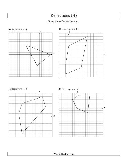 The Reflection of 5 Vertices Over Various Lines (H) Math Worksheet