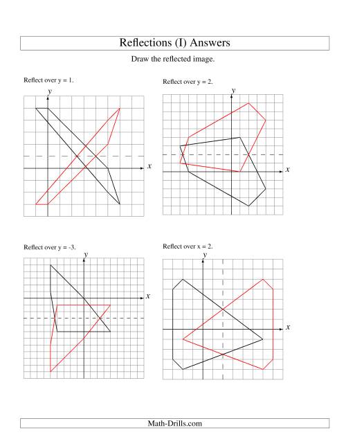 The Reflection of 5 Vertices Over Various Lines (I) Math Worksheet Page 2