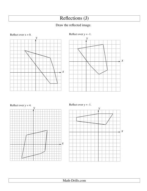 The Reflection of 5 Vertices Over Various Lines (J) Math Worksheet