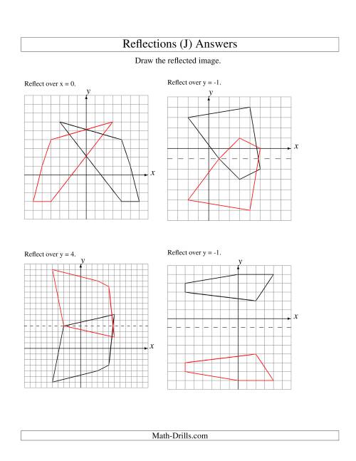 The Reflection of 5 Vertices Over Various Lines (J) Math Worksheet Page 2