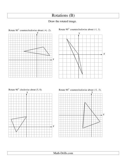 The Rotation of 3 Vertices around Any Point (B) Math Worksheet