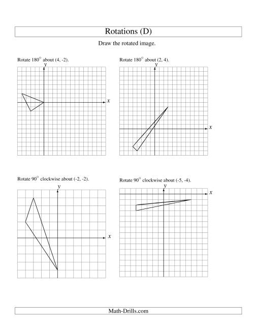 The Rotation of 3 Vertices around Any Point (D) Math Worksheet