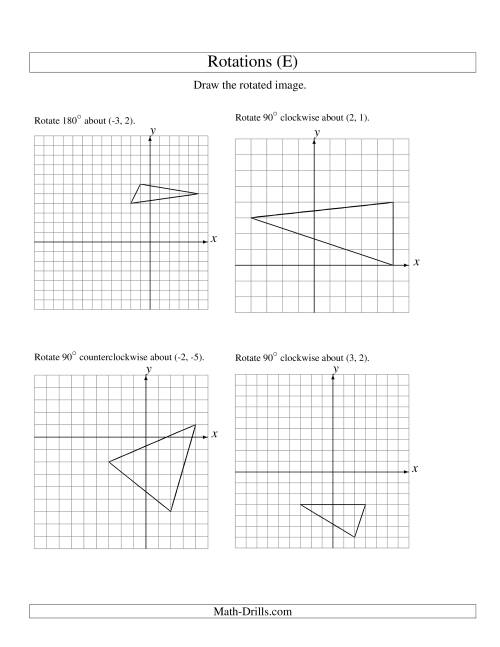 The Rotation of 3 Vertices around Any Point (E) Math Worksheet