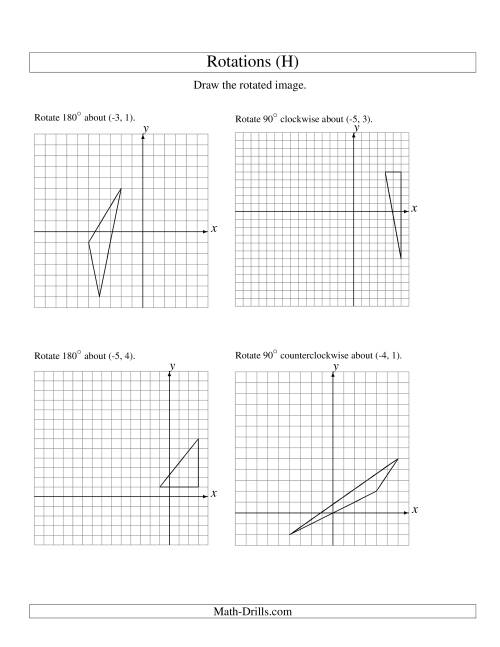 The Rotation of 3 Vertices around Any Point (H) Math Worksheet