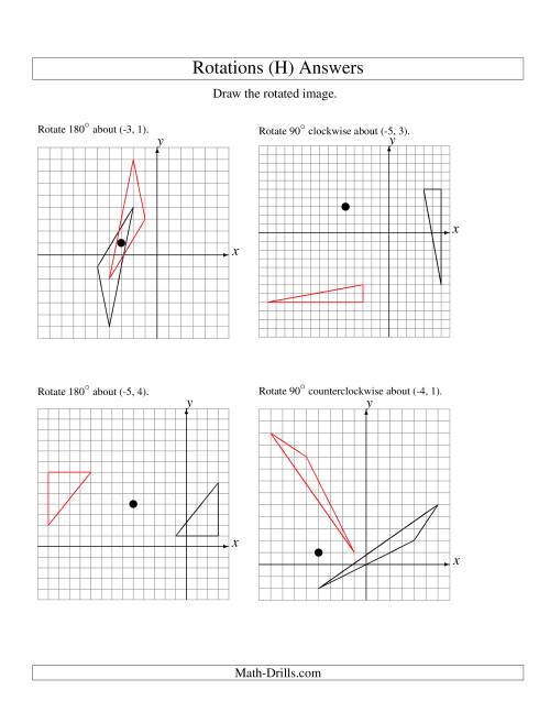 The Rotation of 3 Vertices around Any Point (H) Math Worksheet Page 2