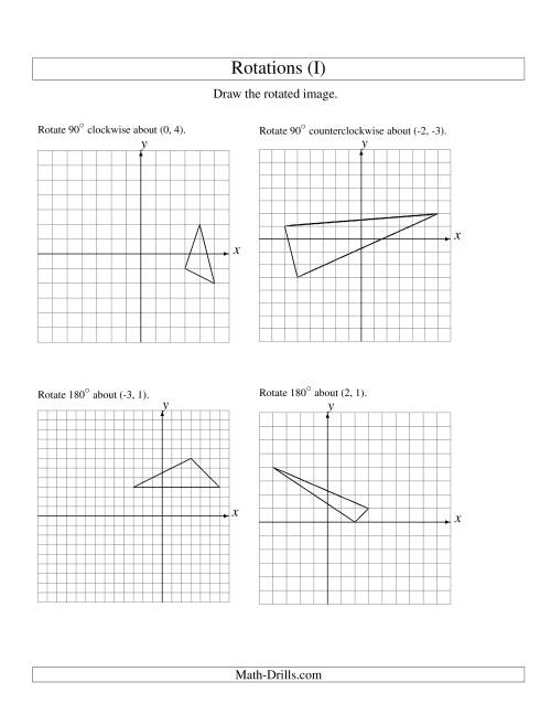 The Rotation of 3 Vertices around Any Point (I) Math Worksheet