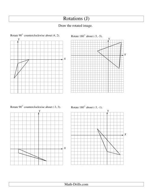 The Rotation of 3 Vertices around Any Point (J) Math Worksheet