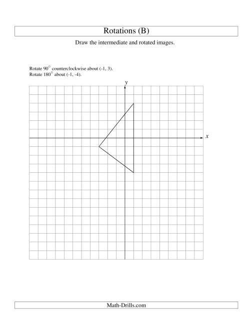 The Two-Step Rotation of 3 Vertices around Any Point (B) Math Worksheet