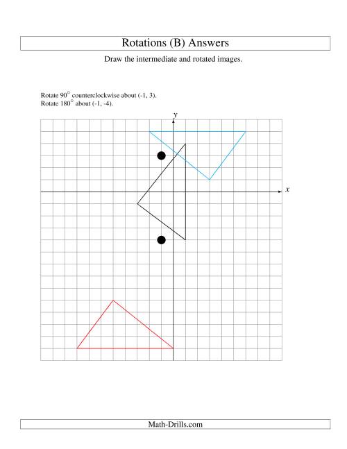 The Two-Step Rotation of 3 Vertices around Any Point (B) Math Worksheet Page 2