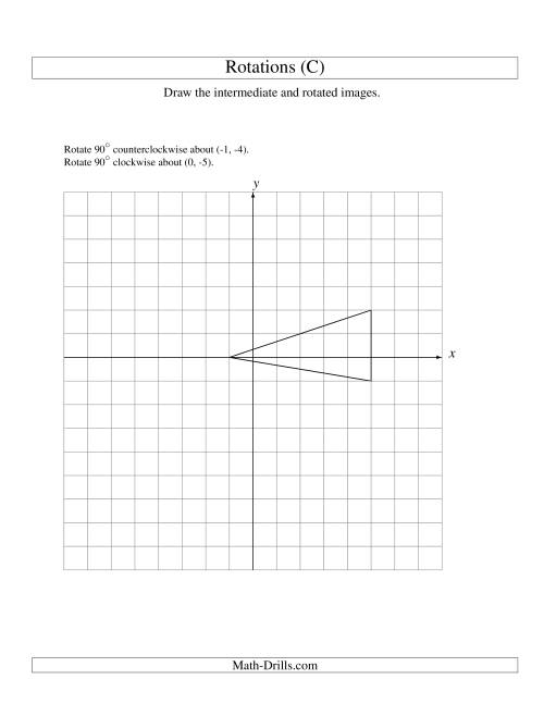 The Two-Step Rotation of 3 Vertices around Any Point (C) Math Worksheet