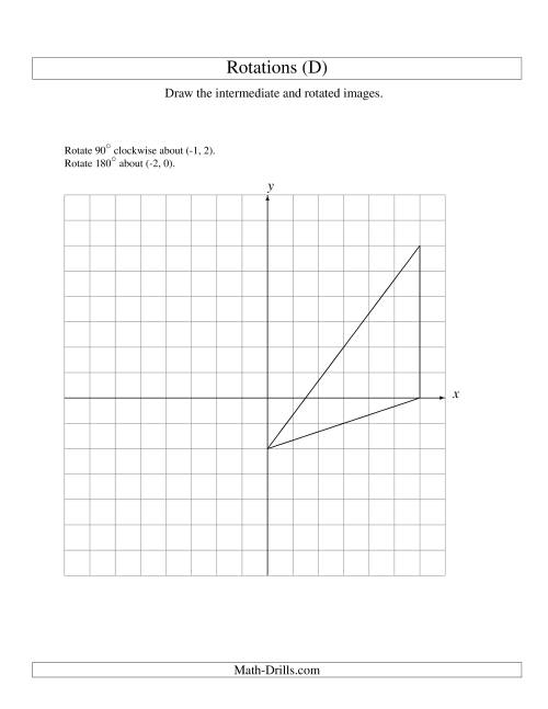 The Two-Step Rotation of 3 Vertices around Any Point (D) Math Worksheet