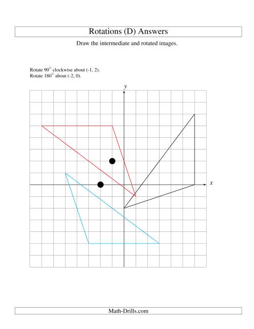 The Two-Step Rotation of 3 Vertices around Any Point (D) Math Worksheet Page 2
