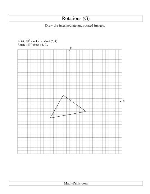 The Two-Step Rotation of 3 Vertices around Any Point (G) Math Worksheet
