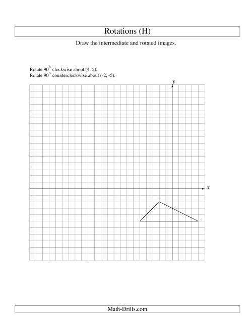 The Two-Step Rotation of 3 Vertices around Any Point (H) Math Worksheet