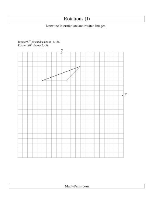 The Two-Step Rotation of 3 Vertices around Any Point (I) Math Worksheet