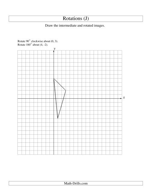 The Two-Step Rotation of 3 Vertices around Any Point (J) Math Worksheet