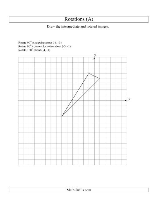 The Three-Step Rotation of 3 Vertices around Any Point (A) Math Worksheet